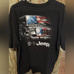 Jeep Shirt Mens XXL Black Graphic "Jeep with American Flag Casual